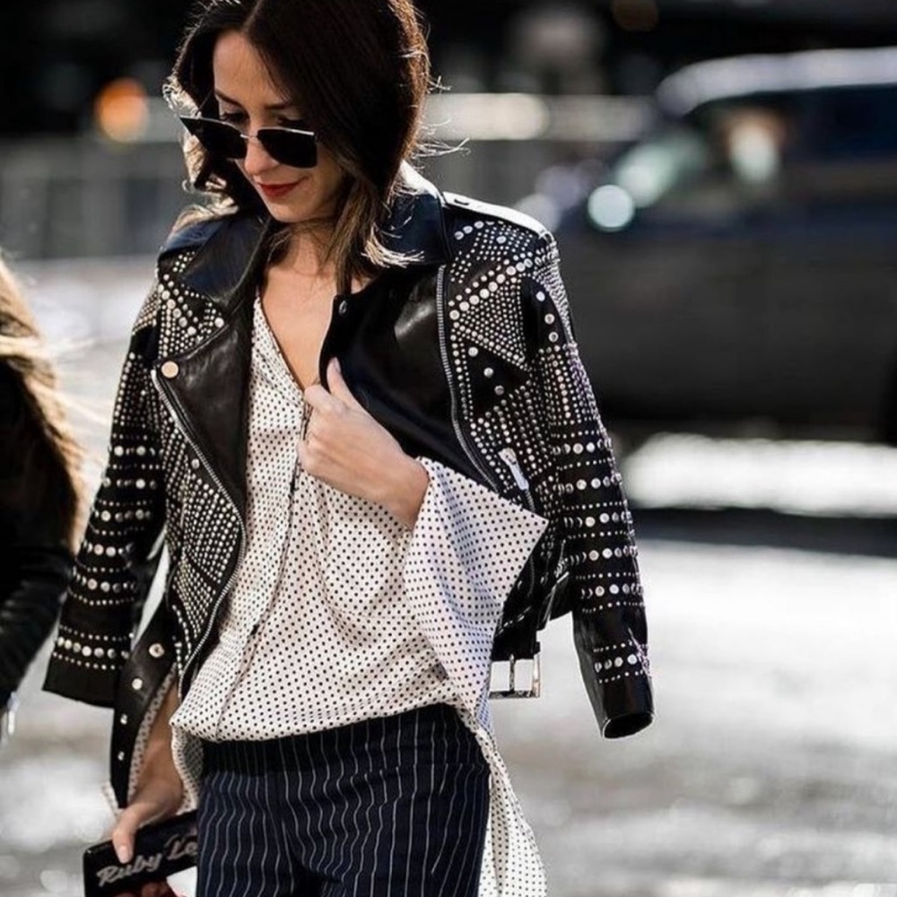 NOUR HARMMOUR STUDDED LEATHER JACKET. SALE!
